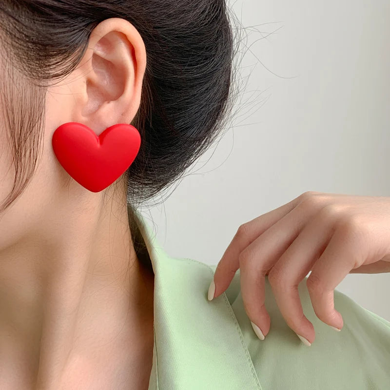 Heart Geometric Earrings - Red White Black Yellow Statement Jewelry