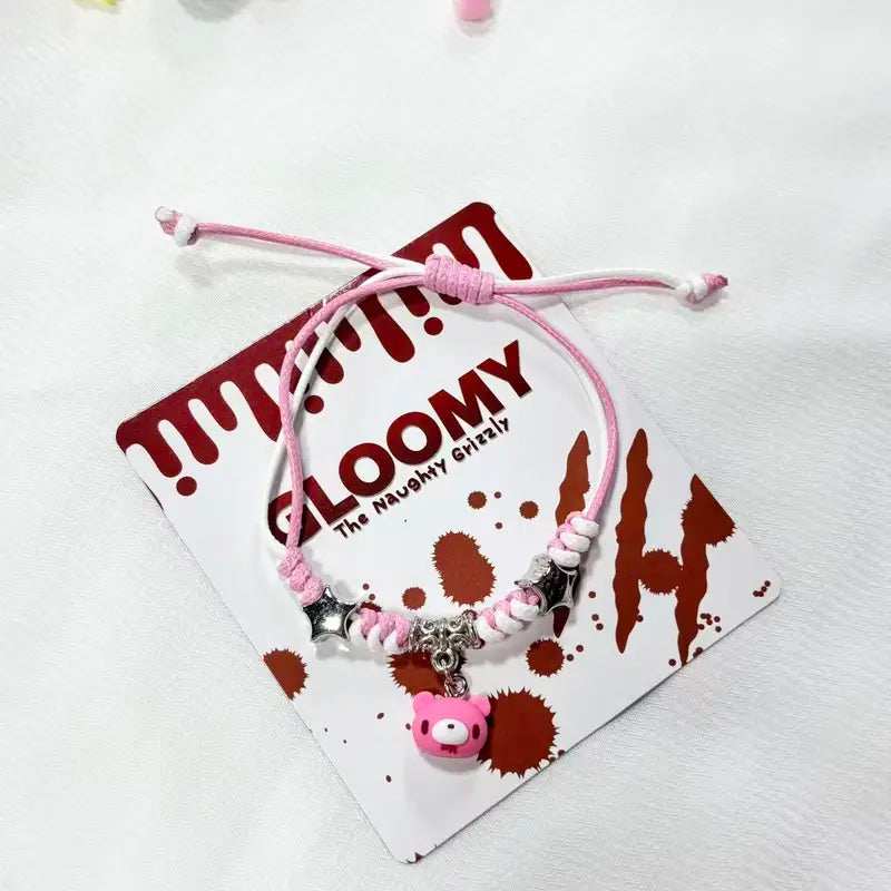 Cute Edgy Bear Bracelets with Chain and Bloody Bear Charms - Multiple Colors