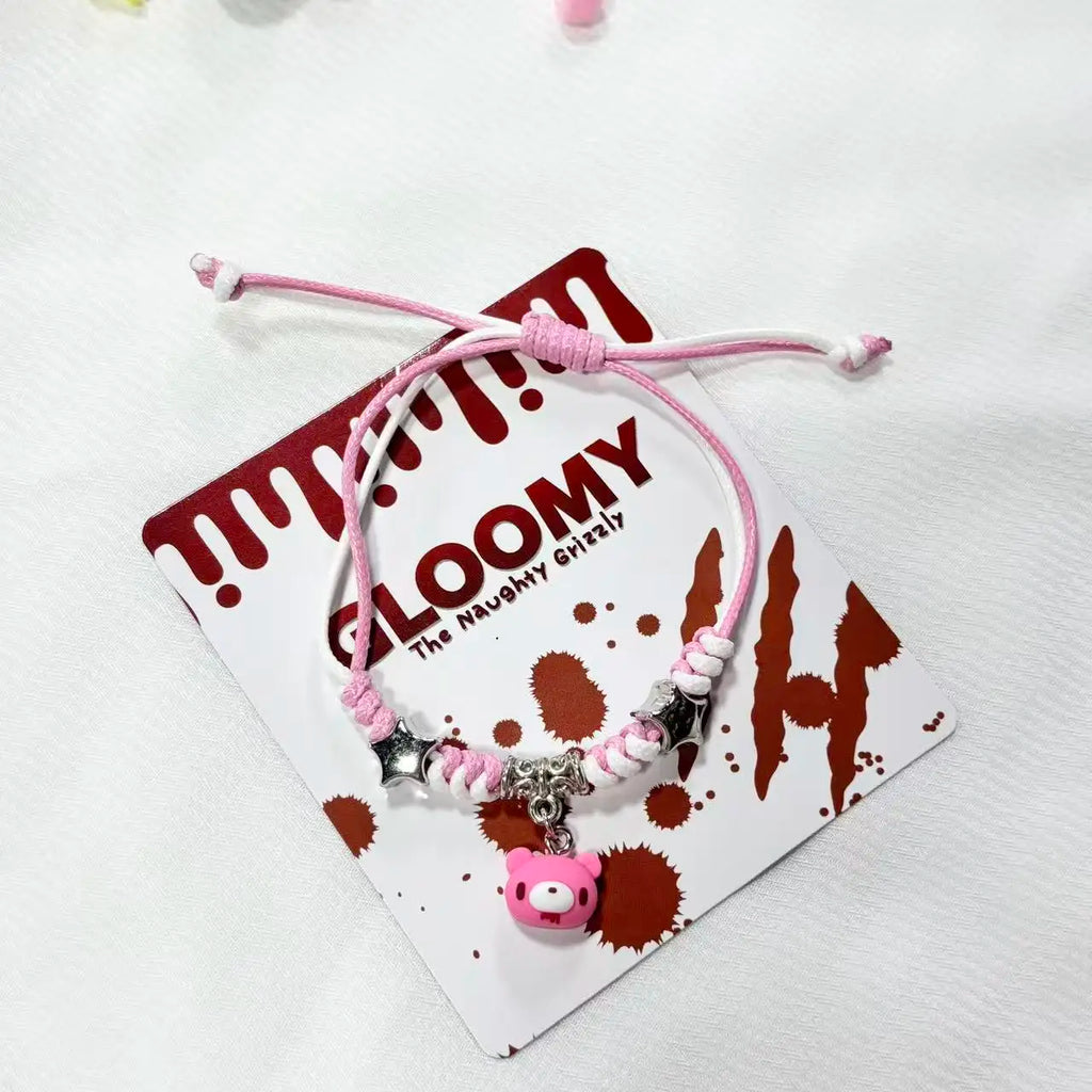 Cute Edgy Bear Bracelets with Chain and Bloody Bear Charms - Multiple Colors