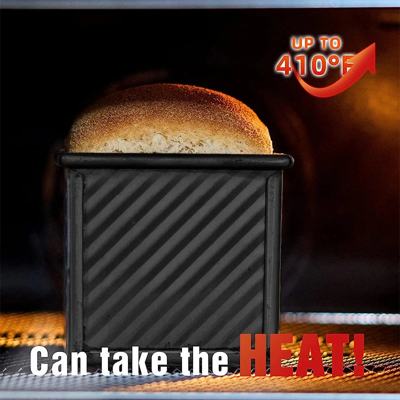 Non-Stick Pullman Loaf Pan with Lid - Carbon Steel Bread Mold, 1 lb Capacity