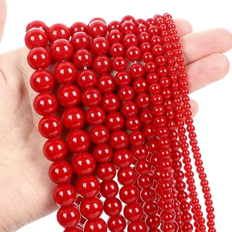 6/8/10mm Red Coral Crystal Beads for Jewelry Making DIY Bracelets & Necklaces