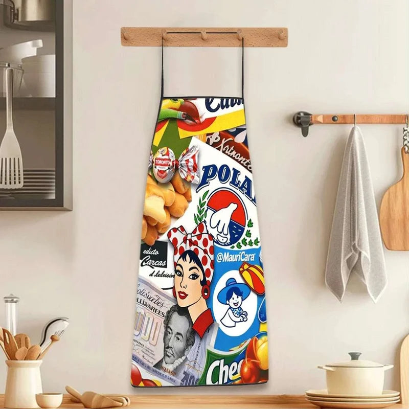 Retro Venezuelan Snacks Print Apron - Durable Kitchen Cooking Accessory