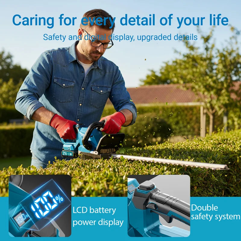 Cordless Hedge Trimmer 20'' with 3000RPM Motor & 180° Rotatable Head