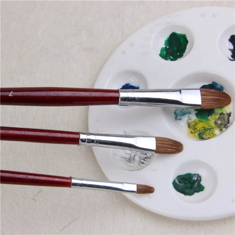 6pcs Art Painting Brush Set - High-Grade Weasel Hair for Acrylic & Oil Painting