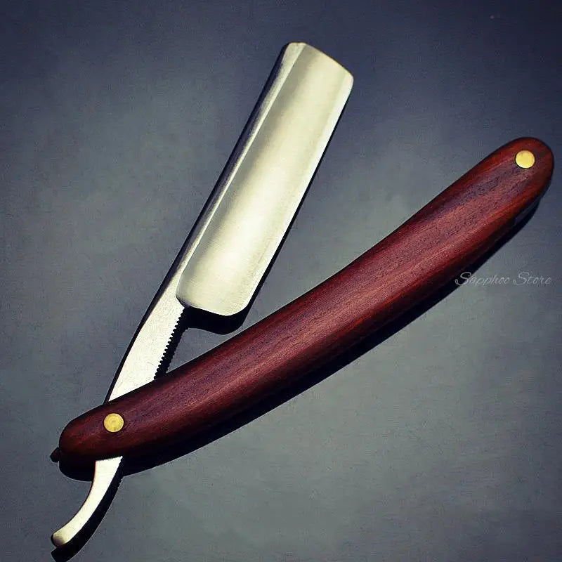 Carbon Steel Straight Razor with Sandalwood Handle - Classic Men's Safety Shaver