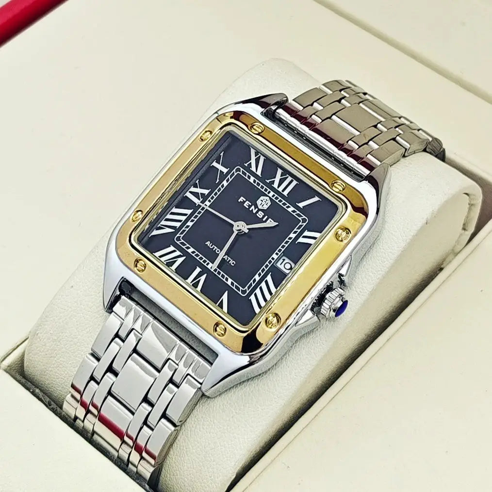 Luxury Men's Wristwatch with Calendar Display & Stainless Steel Strap - Trendy Business Casual Watch, Gift for Him