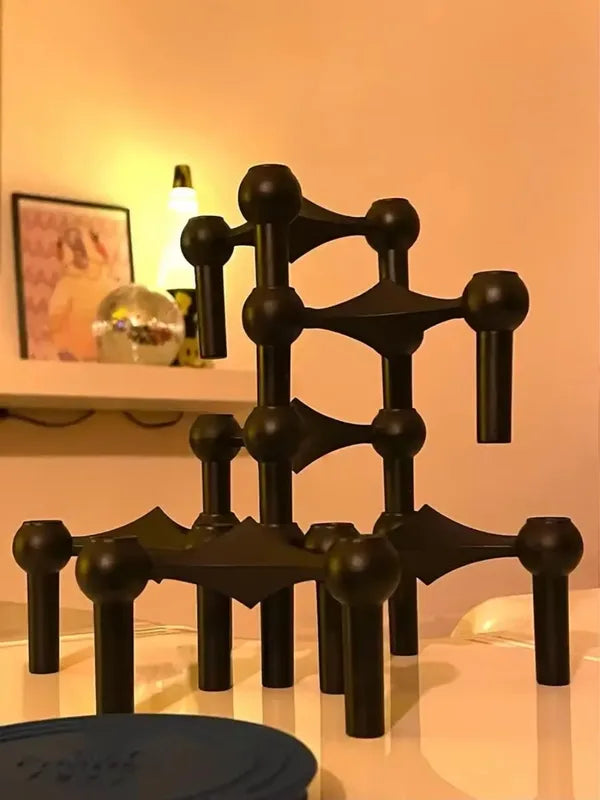 Molecular Structure Candle Holder Metal Centerpiece for Living Room Decor - Silver, White, Golden Variants