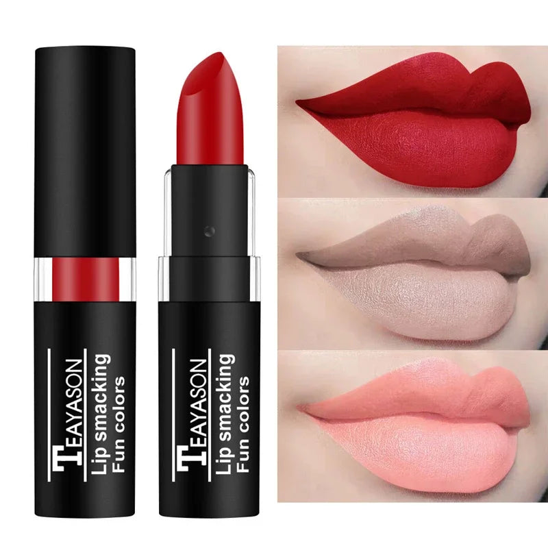 Long-Lasting Waterproof Lipstick with Matte Finish - Multiple Colors