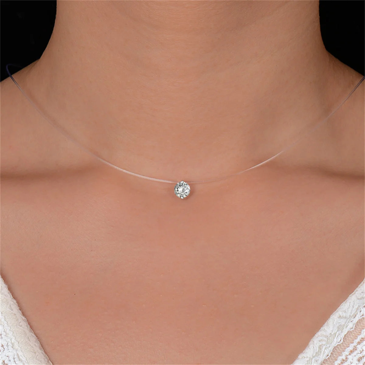 Minimalist Crystal Necklace for Women - Transparent Zircon Choker Jewelry
