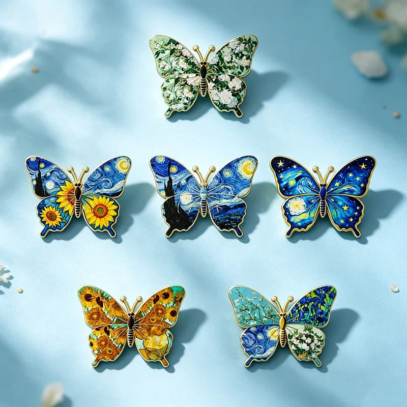 6-Pack Big Flower Butterfly Brooches for Women's Clothing Accessories