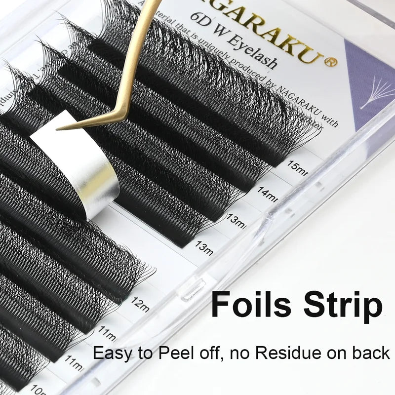 6D W Shape Natural False Eyelash Extensions - Premade Fans for Professional Lash Artists
