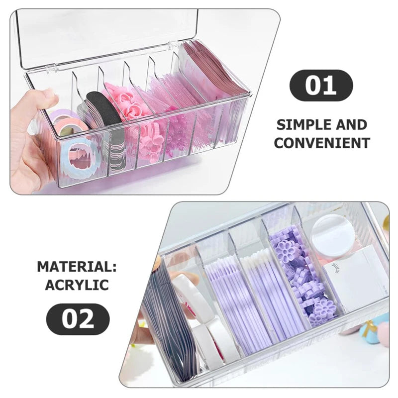 Acrylic Eyelash Storage Box with Lid - Makeup Organizer for False Lashes