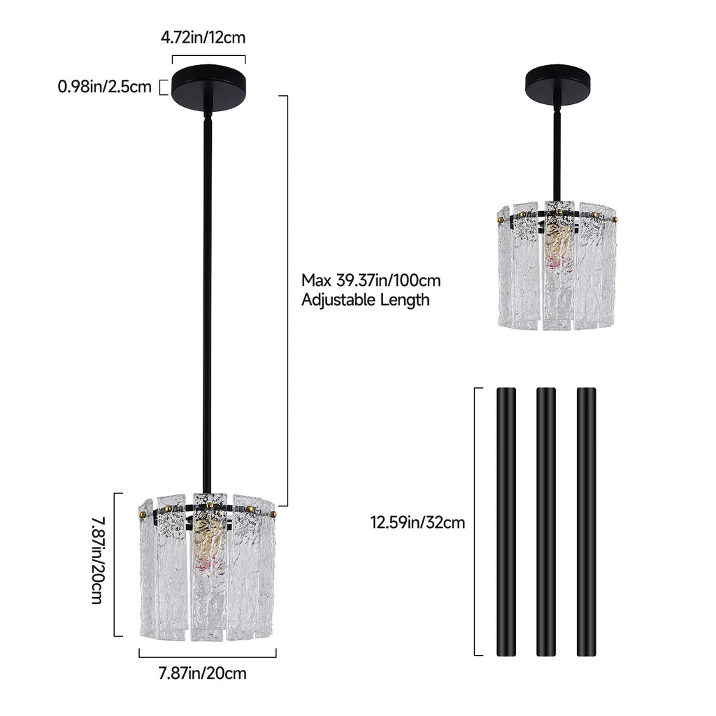 Crystal Glass Pendant Ceiling Light Fixture for Living Room & Bedroom