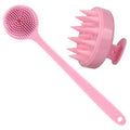 Dual-Sided Silicone Bath Brush Set with Long Handle for Exfoliating & Massage