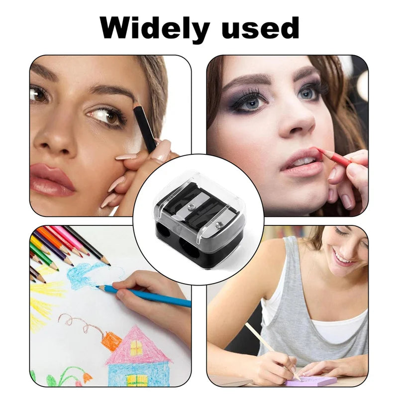 Double Hole Makeup Pencil Sharpener for Eyebrow & Eyeliner - 2 in 1 Cosmetic Tool
