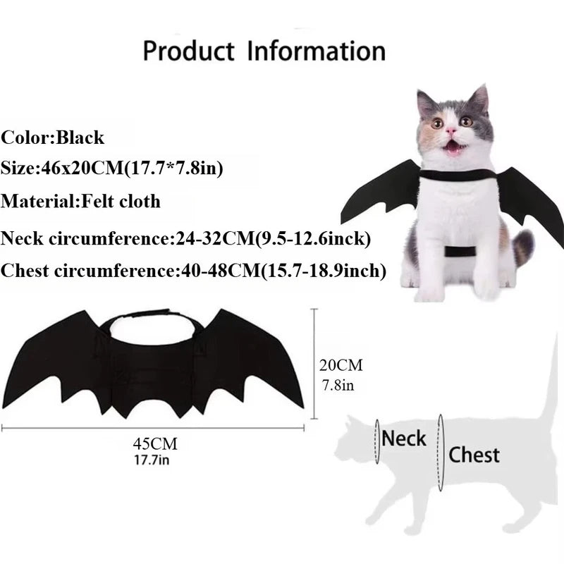 Pet Bat Wings Costume for Cats and Small Dogs Halloween Dress Up Accessories