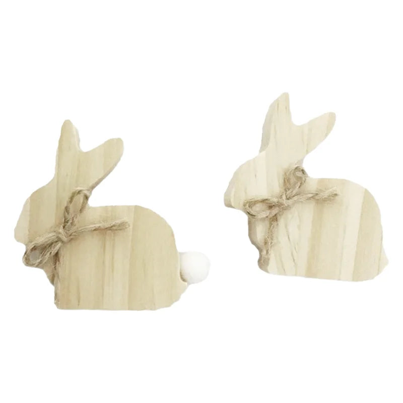 Wooden Easter Bunny Ornaments Set for Farmhouse Holiday Decor - 3 Pieces