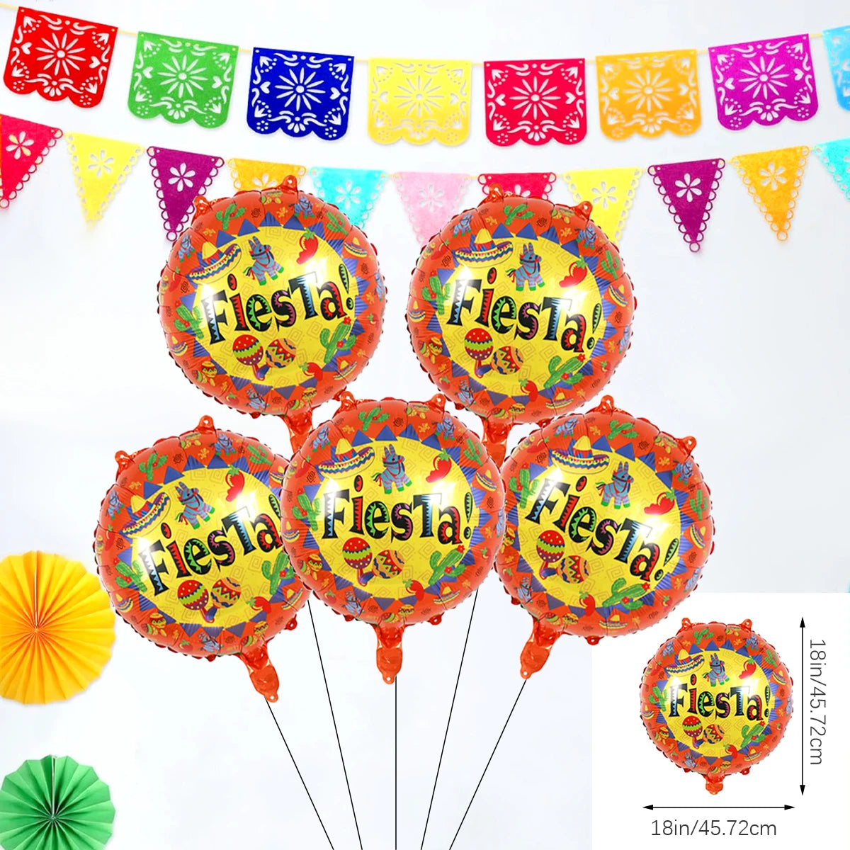 Fiesta Party Balloons Decorations for Mexican Taco Luau Birthdays Home Decor