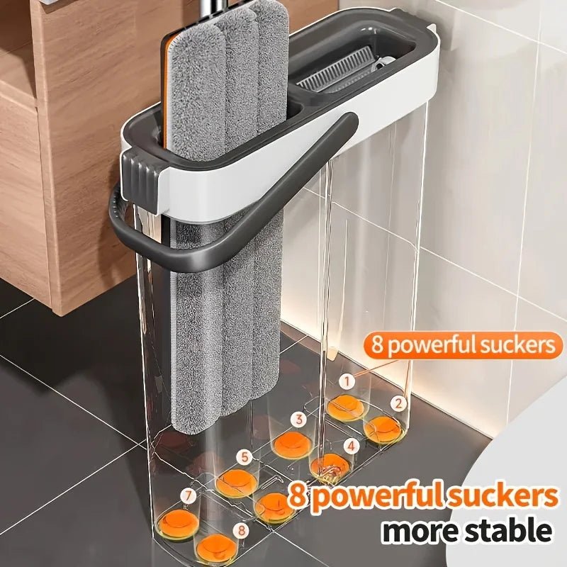 Spin Flat Mop Set with Bucket and Scraper - Hands-Free Household Floor Cleaning