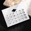 12-Pair White Shiny Wedding Stud Earrings Set for Women & Men Crystal Jewelry