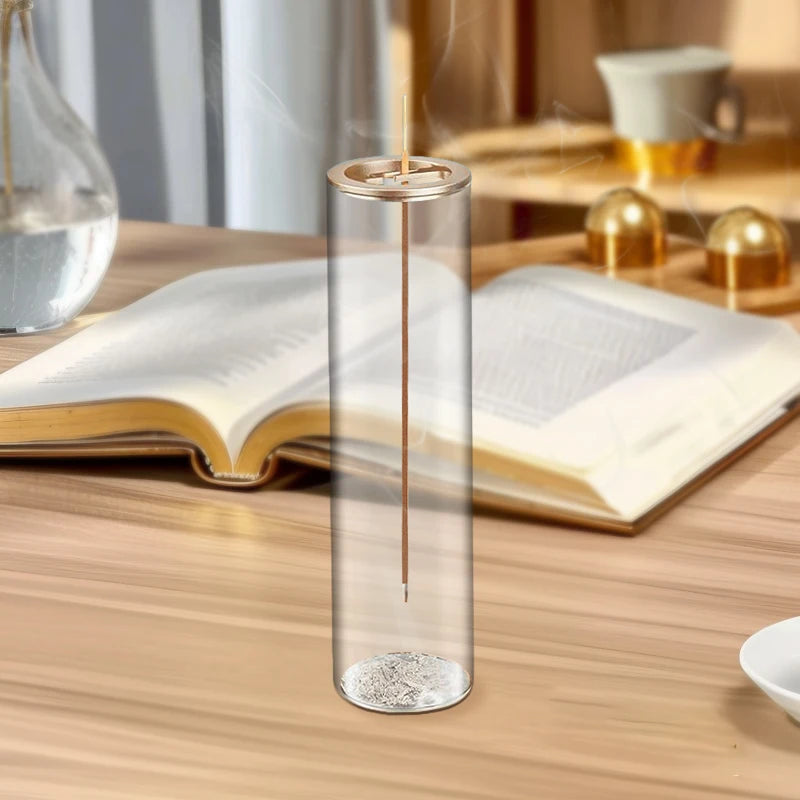 Modern Glass Incense Burner with Ash Catcher - Anti-Ash Flying Holder for Meditation & Home Decor