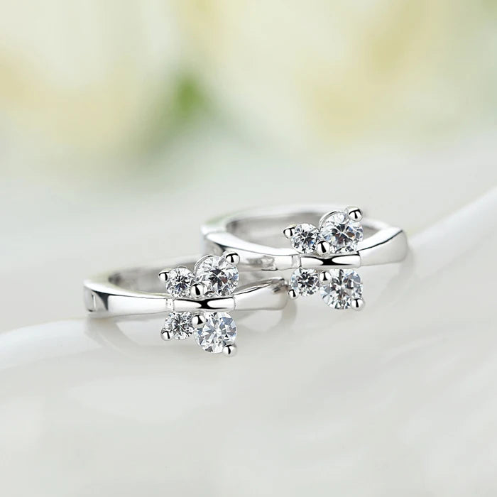925 Silver Butterfly Zirconia Hoop Earrings for Girls Women - Small Huggies Jewelry