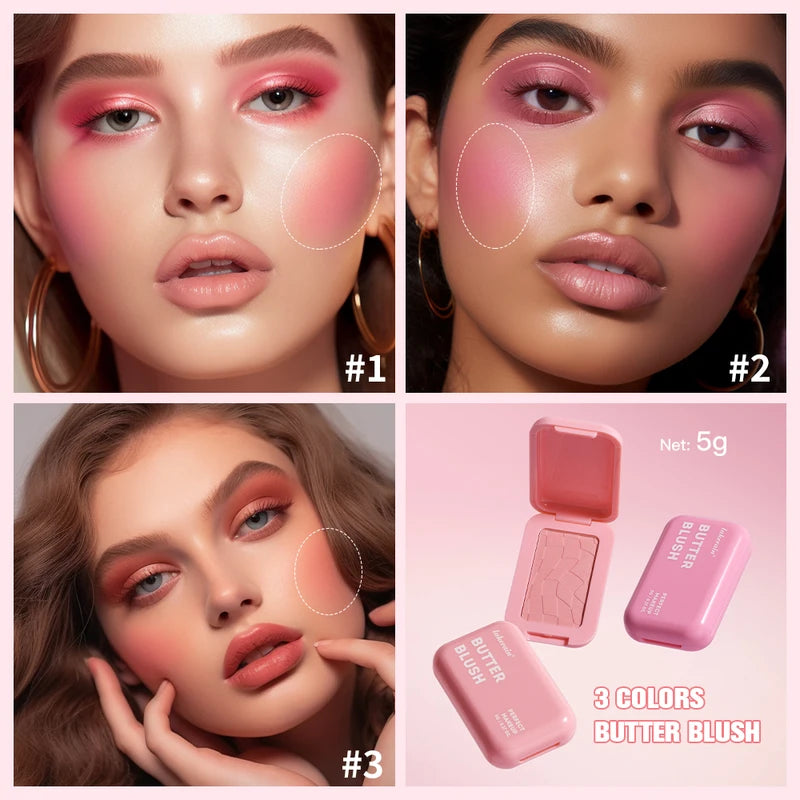 Professional Makeup Powder Blush 12HR Wear Vegan Face Blusher Palette