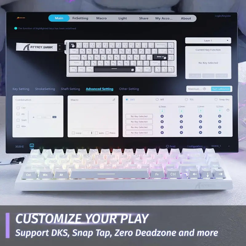 Attack Shark X68 HE Rapid Trigger Mechanical Gaming Keyboard 60% Wired