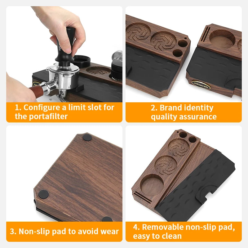 Coffee Tamping Station Stand for 51MM, 54MM & 58MM Portafilters - Barista Tool, Universal Fit