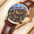 Men's Business and Casual Quartz Watch with Leather Strap and Roman Numeral Dial