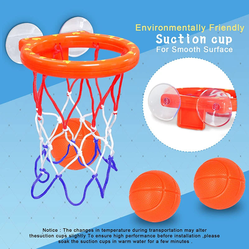 Kids Bath Basketball Playset with Suction Cup Hoop and Balls - Fun Toddler Bath Toy