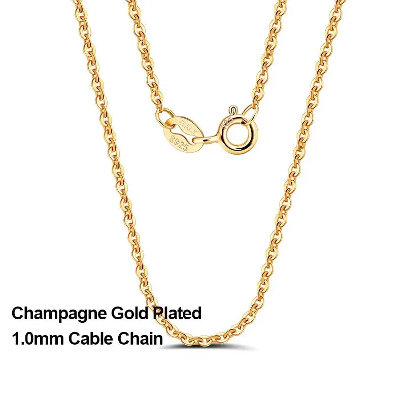 Sterling Silver Cable Chain Necklace for Women - Thin Rose Gold Finish