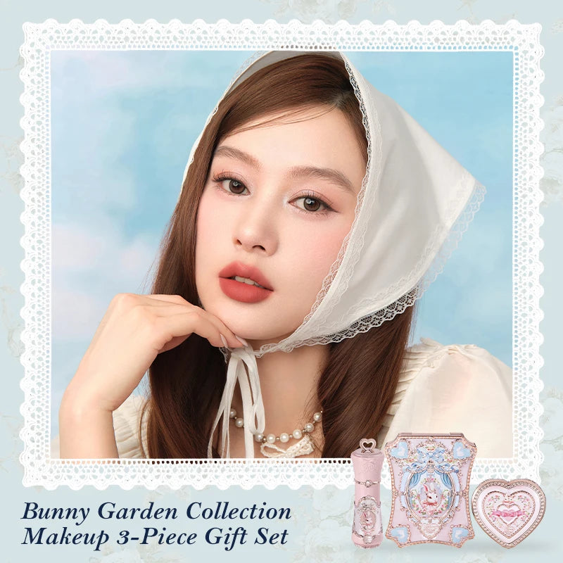 Makeup Gift Set with Eyeshadow Palette and Lipstick - Bunny Garden Collection