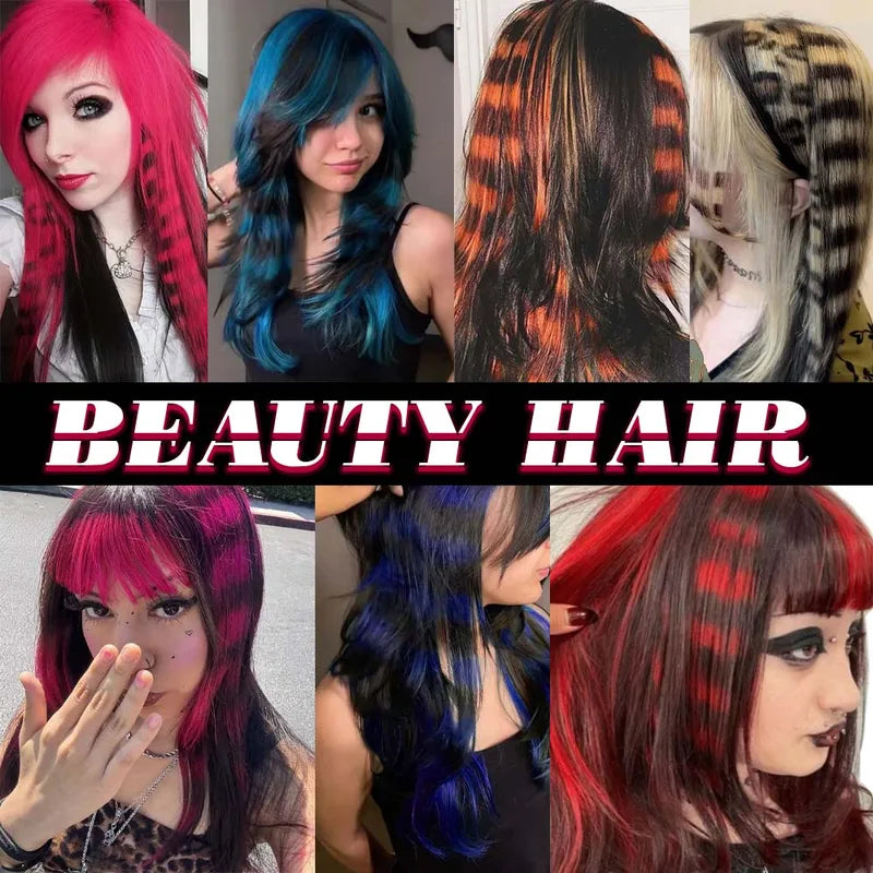 6PCS Colorful Long Straight Clip-In Hair Extensions for Daily & Party Use