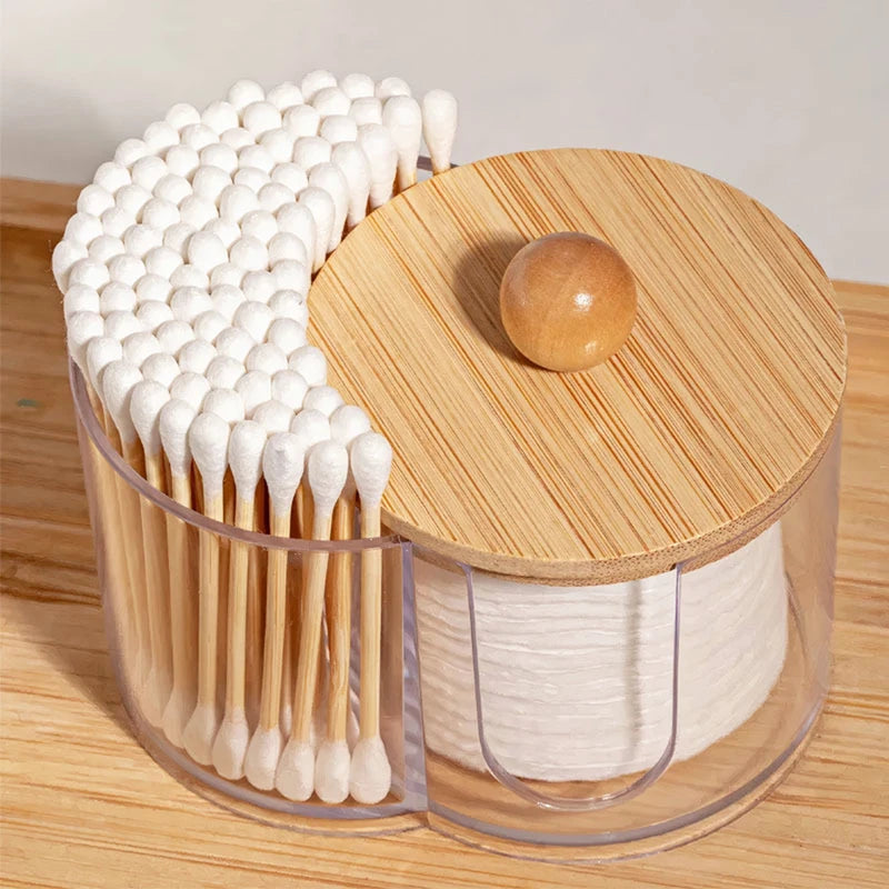 Small Cotton Pad & Swab Dispenser - Bathroom Storage Organizer with Lid