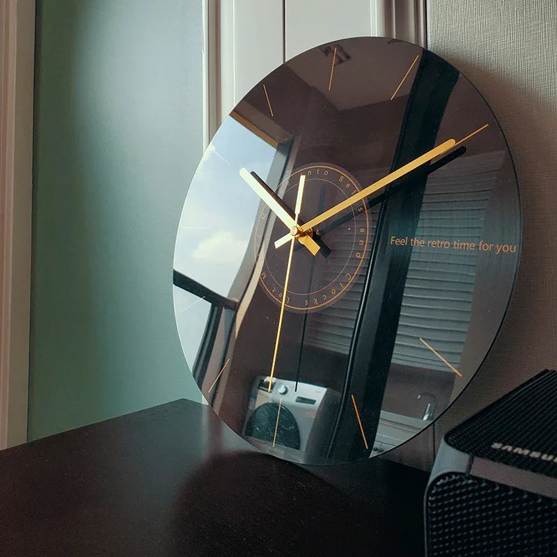 Modern Silent Glass Wall Clock - Large Decorative Watch for Living Room & Kitchen