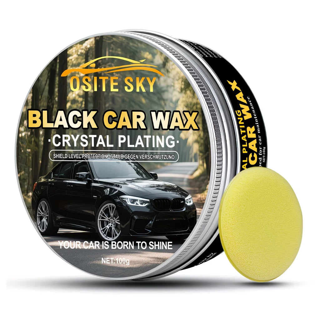 Black Car Wax with Crystal Plating - Scratch Remover & Hydrophobic Ceramic Coating for High Gloss Finish