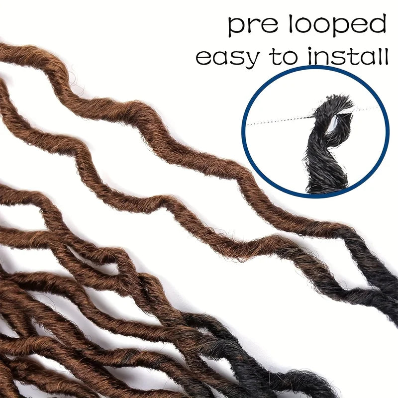 Faux Locs Crochet Hair 12 Strands Gypsy Wavy Dreadlocks 3 Tone Curly Styles