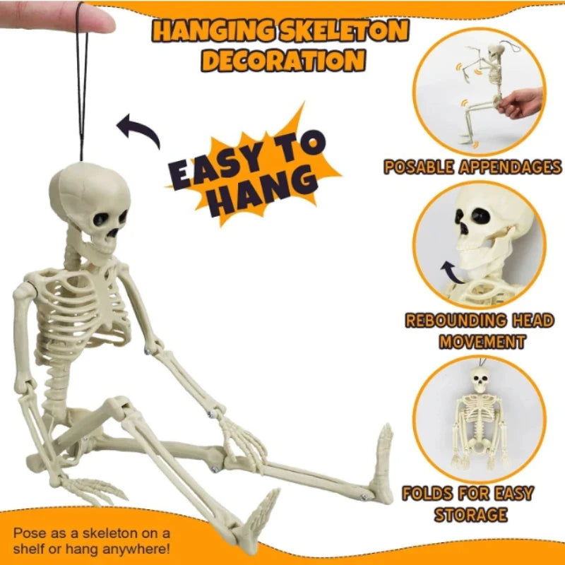 Halloween Skeleton Skeleton Set - Posable Human Bones Decor for Haunted House & Party