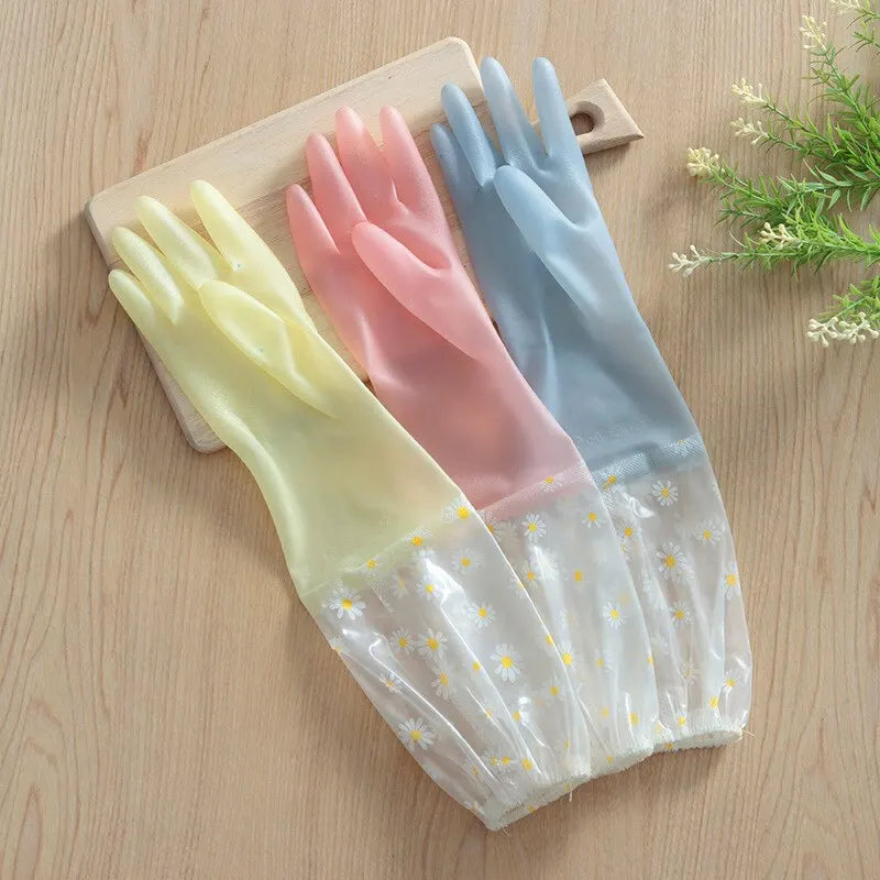 Waterproof Household Cleaning Gloves - Latex, Wear-Resistant, Multi-Color
