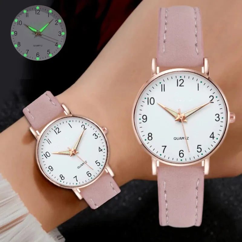 Luxury Women's Diamond-Studded Quartz Watch with Luminous Night Glow