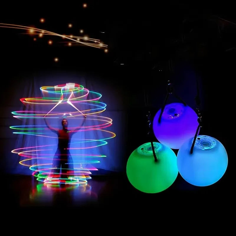 LED Poi Balls for Belly Dance & Stage Performance - Luminous Light Up Props, 7.4cm