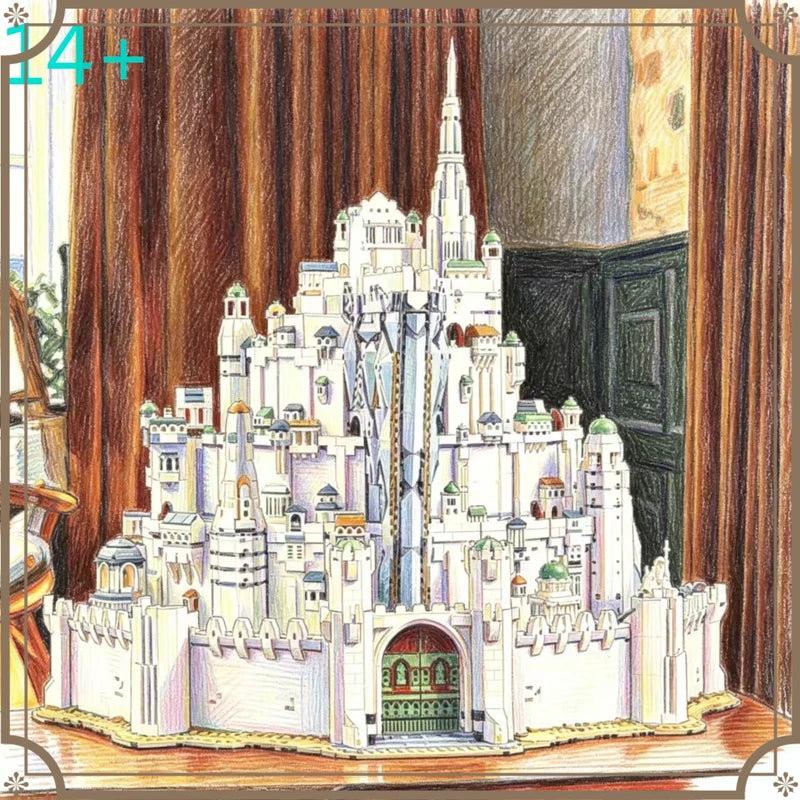 Large White Castle Model Toy Set - Educational Building Blocks for Kids, Birthday & Christmas Gift
