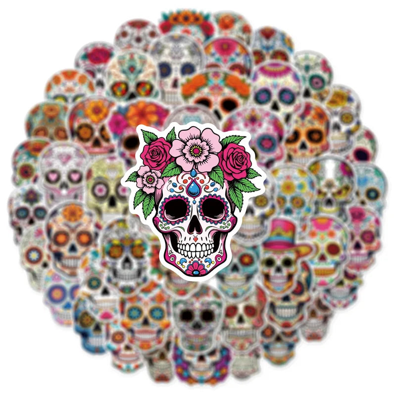 Skull Face Graffiti Stickers Pack for Travel, Notebooks, Skateboarding, Guitar & Helmet