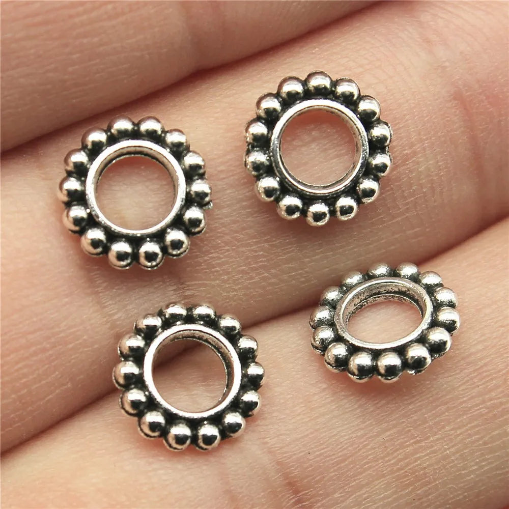 40pcs Small Spacer Beads Jewelry Charms DIY Accessories Silver Tone