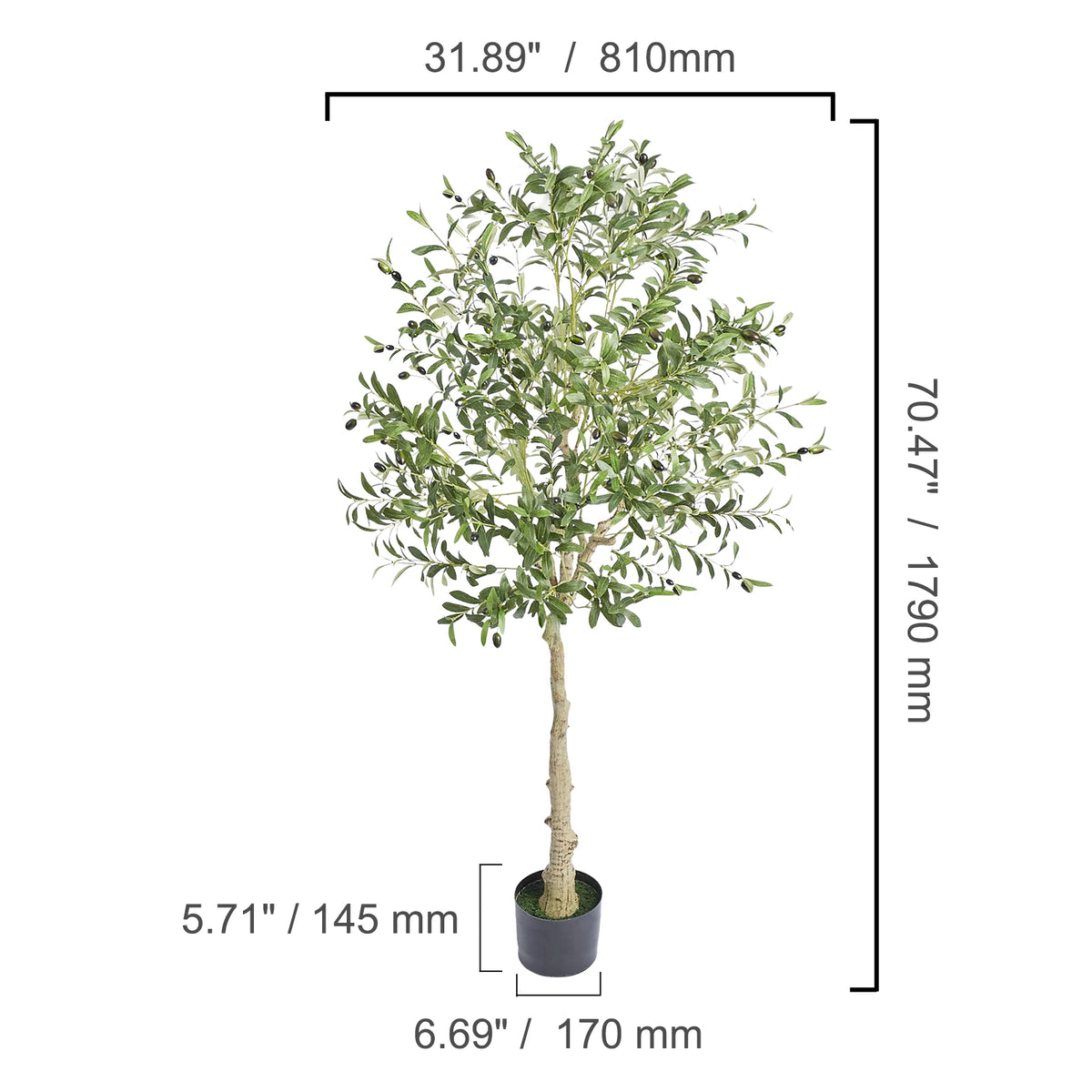 Artificial Olive Tree 4-6FT Tall Faux Plant with Anti-Tip Design for Home & Garden