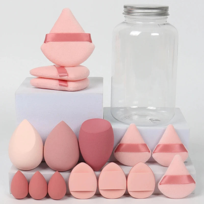 12/15Pcs Makeup Sponge Set with Blenders and Powder Puffs - Multiple Colors