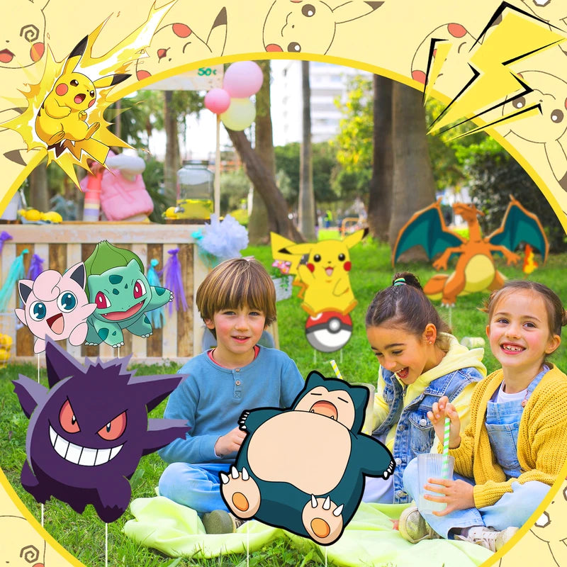 Pokemon Yard Signs Set - 8pcs Lawn Decorations for Pokemon Party