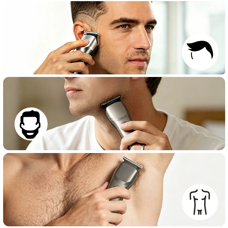 Rechargeable Hair Clipper for Men, Electric Grooming Trimmer with T-Shaped Blade