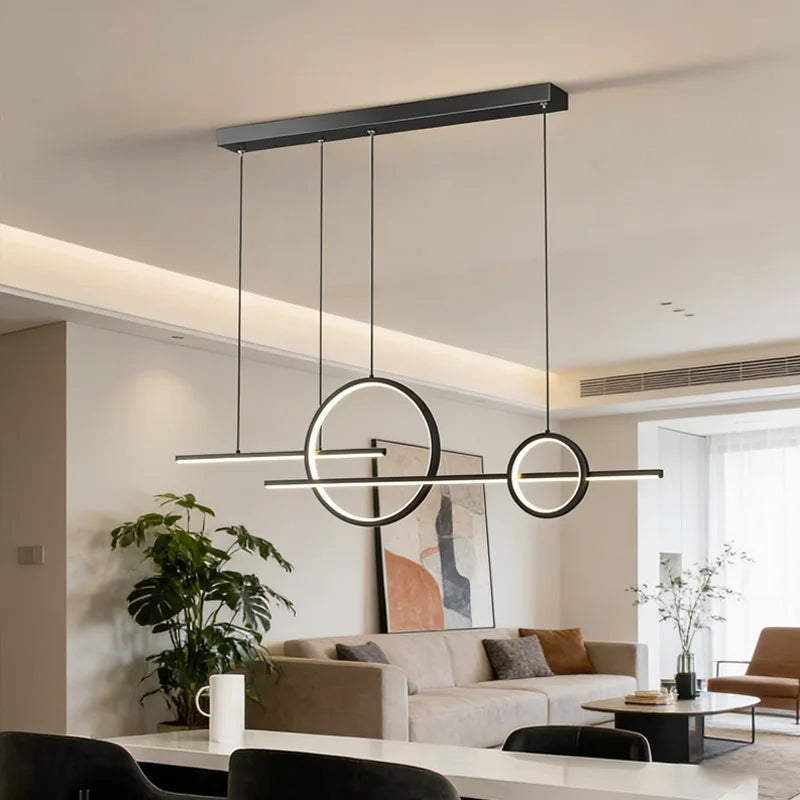 Dimmable LED Pendant Light for Living Room Kitchen Bar Hotel 110cm Black/White